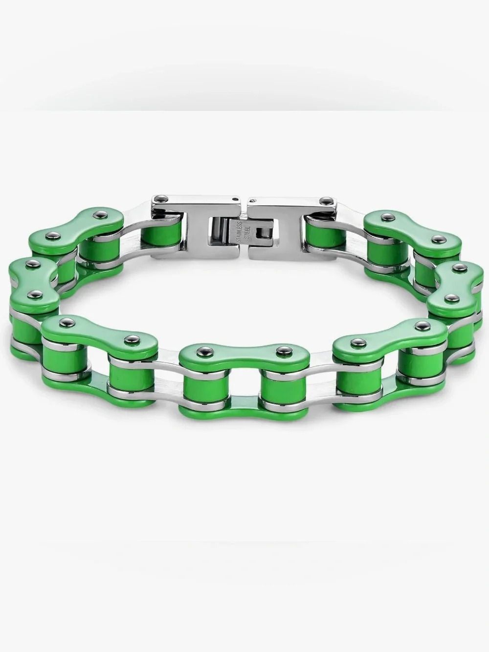 Green Biker Chain Link Bracelet